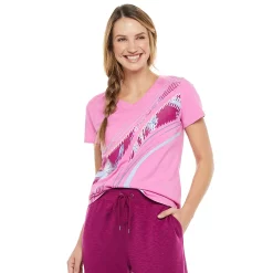 Women's Tek Gear® Essential Short Sleeve Graphic Tee -Tek Gear store 2631893 Floral Swoosh Pink