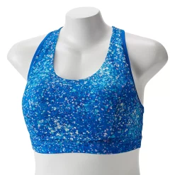 Plus Size Tek Gear® Racerback Low-Impact Sports Bra -Tek Gear store 2750546 Blue Brush Splatter