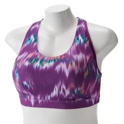 Plus Size Tek Gear® Racerback Low-Impact Sports Bra -Tek Gear store 2750546 Purple Print