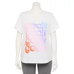 Plus Size Tek Gear® Essential Short Sleeve V-Neck Tee -Tek Gear store 3112953 Cream Goals