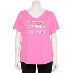Plus Size Tek Gear® Essential Short Sleeve V-Neck Tee -Tek Gear store 3112953 Pink Inspired