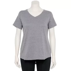 Plus Size Tek Gear® Essential Short Sleeve V-Neck Tee -Tek Gear store 3112953 Smokey Slate