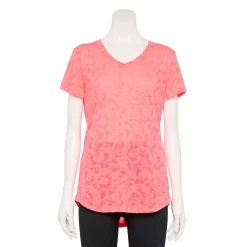 Petite Tek Gear® Moisture-Wicking V-Neck Tee -Tek Gear store 3220626 Pink Burnout