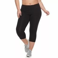 Plus Size Tek Gear® Essential High-Waisted Capri Leggings -Tek Gear store 4215123 Mineral Black ALT2