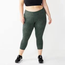 Plus Size Tek Gear® Essential High-Waisted Capri Leggings -Tek Gear store 4215123 Olive Cheetah