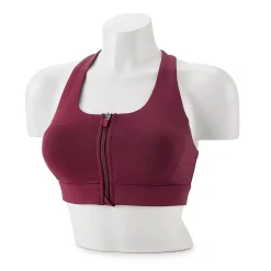 Tek Gear® Zip-Front Medium-Impact Sports Bra 50 Tek Gear® Zip-Front Medium-Impact Sports Bra -Tek Gear store 4657353 Night Sangria