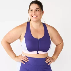 Plus Size Tek Gear® Zip-Front Medium Impact Sports Bra -Tek Gear store 4787908 Purple Colorblock