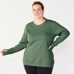 Plus Size Tek Gear® Ultrasoft Fleece Crewneck Sweatshirt -Tek Gear store 5000133 Esta Olive