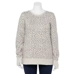 Plus Size Tek Gear® Ultrasoft Fleece Crewneck Sweatshirt -Tek Gear store 5000133 Gray Leopard