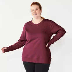 Plus Size Tek Gear® Ultrasoft Fleece Crewneck Sweatshirt -Tek Gear store 5000133 Night Sangria