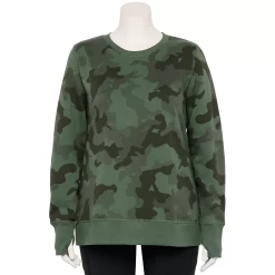 Plus Size Tek Gear® Ultrasoft Fleece Crewneck Sweatshirt -Tek Gear store 5000133 Sage Camo