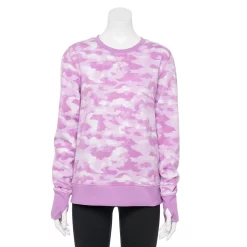 Petite Tek Gear® Ultrasoft Fleece Crewneck Sweatshirt -Tek Gear store 5146364 Purple Camo