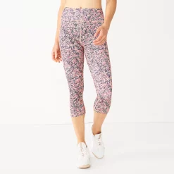 Women's Tek Gear® Core High-Waisted Capri Leggings -Tek Gear store 5234821 Coral Ditsy Floral