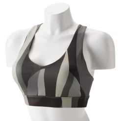 Tek Gear® Core Medium-Impact V-Neck Sports Bra -Tek Gear store 5256799 Black Abstract Print