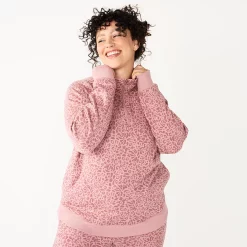 Women's Tek Gear® Quarter-Zip Ultrasoft Fleece Jacket -Tek Gear store 5521867 Rose Leopard