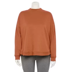 Plus Size Tek Gear® Ultrasoft Fleece Mockneck Sweatshirt -Tek Gear store 5540359 Cinnamon Coffee