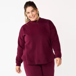 Plus Size Tek Gear® Ultrasoft Fleece Mockneck Sweatshirt -Tek Gear store 5540359 Night Sangria