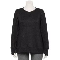 Plus Size Tek Gear® Ultrasoft Fleece Sweatshirt -Tek Gear store 5542897 Black White