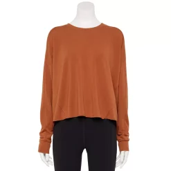 Women's Tek Gear® Easy French Terry Raw-Seam Tee -Tek Gear store 5562562 Cinnamon Coffee