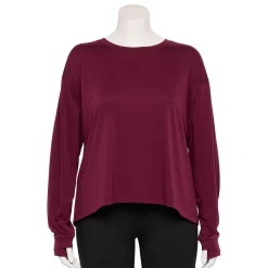 Plus Size Tek Gear® Crewneck Crop Tee 14 Plus Size Tek Gear® Crewneck Crop Tee -Tek Gear store 5567897 Night Sangria
