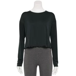 Women's Tek Gear® Lettuce-Edge Cross-Back Top -Tek Gear store 5653063 Black