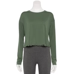 Women's Tek Gear® Lettuce-Edge Cross-Back Top -Tek Gear store 5653063 Esta Olive