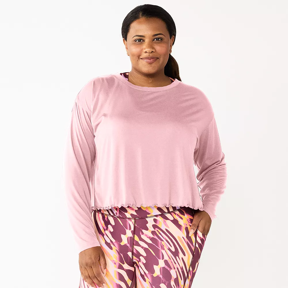 Plus Size Tek Gear® Lettuce-Edge Cross-Back Top 1 Plus Size Tek Gear® Lettuce-Edge Cross-Back Top