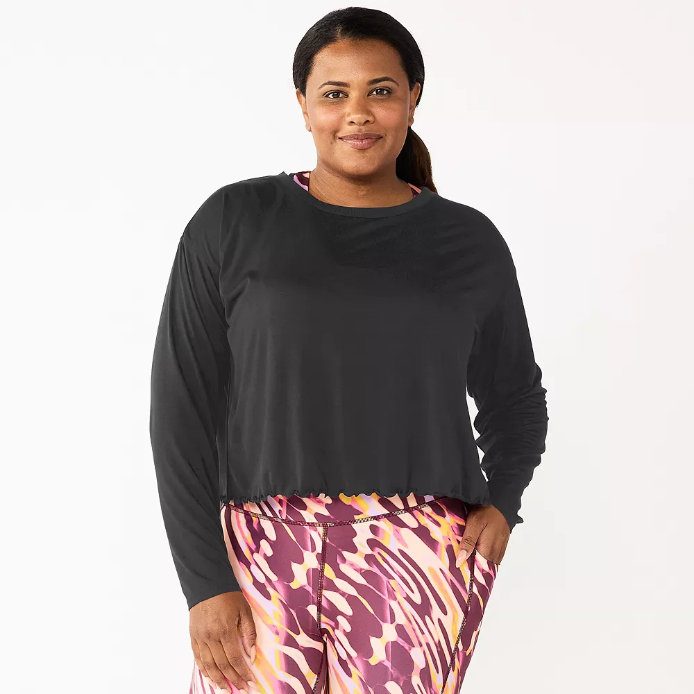 Plus Size Tek Gear® Lettuce-Edge Cross-Back Top 3 Plus Size Tek Gear® Lettuce-Edge Cross-Back Top - Image 3