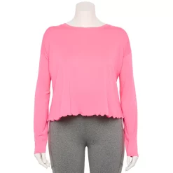 Plus Size Tek Gear® Lettuce-Edge Cross-Back Top 10 Plus Size Tek Gear® Lettuce-Edge Cross-Back Top -Tek Gear store 5655893 Pink Bloom