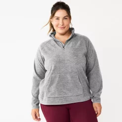 Plus Size Tek Gear® Microfleece Quarter-Zip Top -Tek Gear store 5656194 Gray