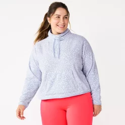 Plus Size Tek Gear® Microfleece Crop Cowlneck Sweatshirt 8 Plus Size Tek Gear® Microfleece Crop Cowlneck Sweatshirt -Tek Gear store 5664967 Lavender Leopard