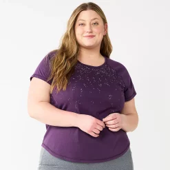 Plus Size Tek Gear® Core Raglan Tee -Tek Gear store 5942095 Purple Speckle