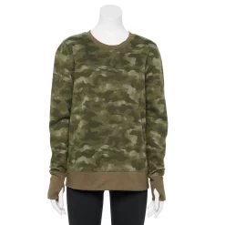 Petite Tek Gear® Ultrasoft Fleece Crewneck Sweatshirt -Tek Gear store 6120169 Olive Camo